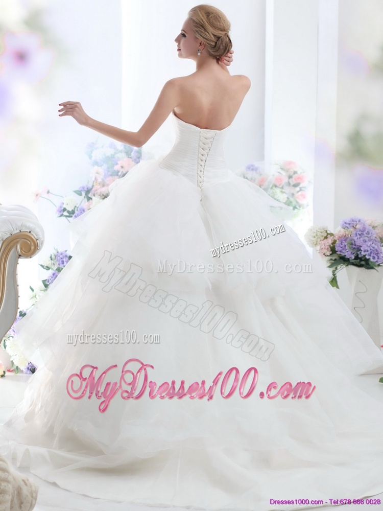Dynamic 2016 Sweetheart Wedding Dress with Hand Made Flowers