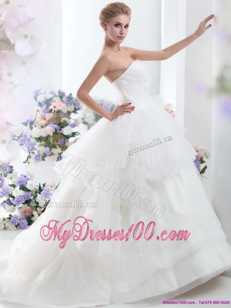 Dynamic 2016 Sweetheart Wedding Dress with Hand Made Flowers