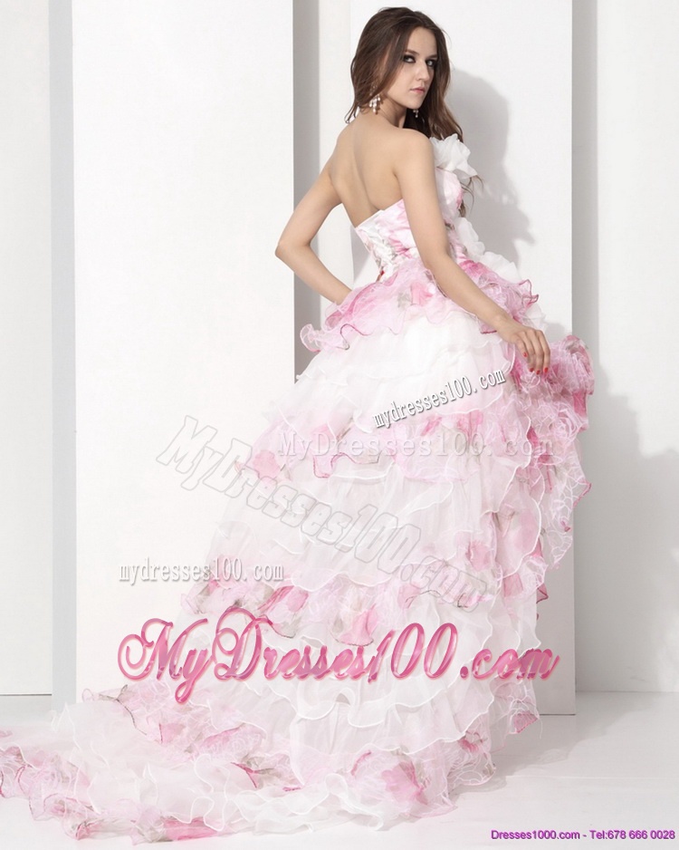 Dynamic Strapless High Low Wedding Dress with Ruffles for 2016