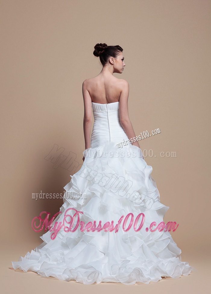 Elegant A Line Strapless Wedding Dresses with Ruffles