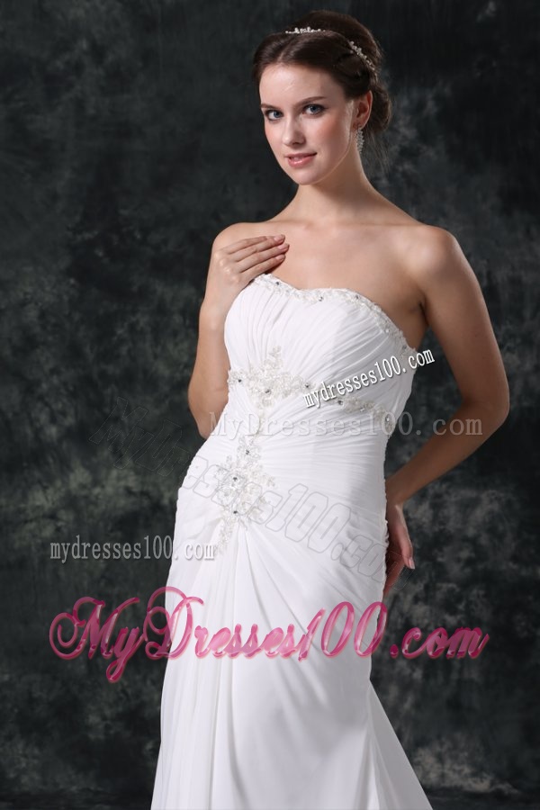 Elegant Column Sweetheart Lace Up Chiffon Wedding Dress with Beading