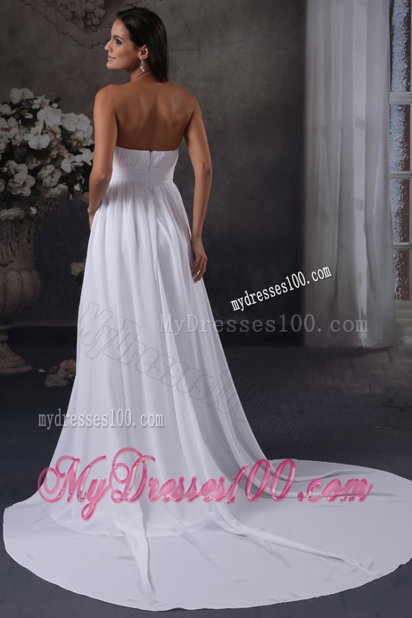Elegant Empire Strapless Court Train Ruching Wedding Dress with Zipper Up