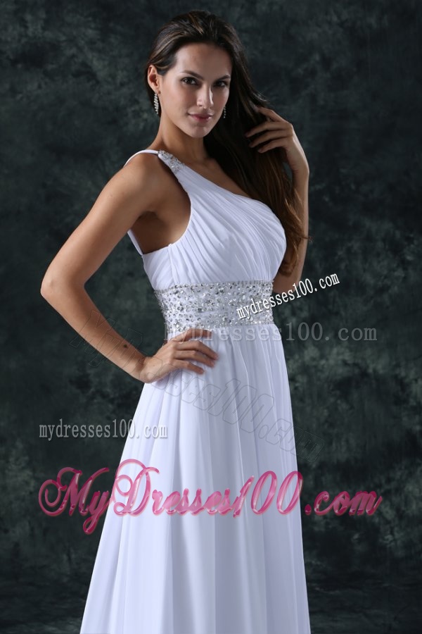 Empire Brush Train Beading Chiffon Zipper Up Wedding Dress