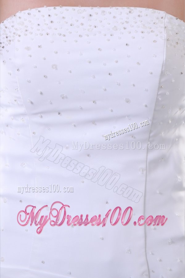 Empire Strapless Beaded Decorate Bodice Sweep Train Wedding Dress