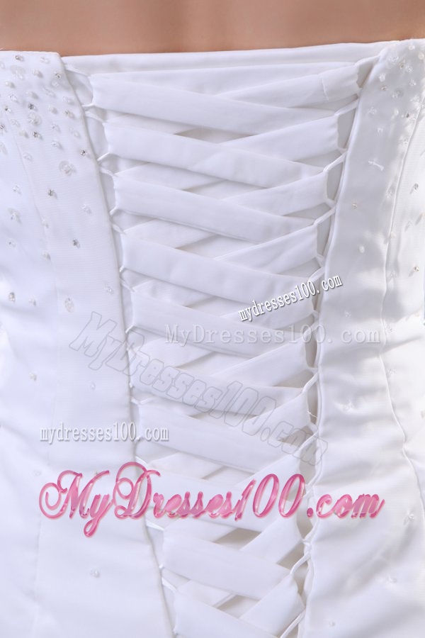 Empire Strapless Beaded Decorate Bodice Sweep Train Wedding Dress