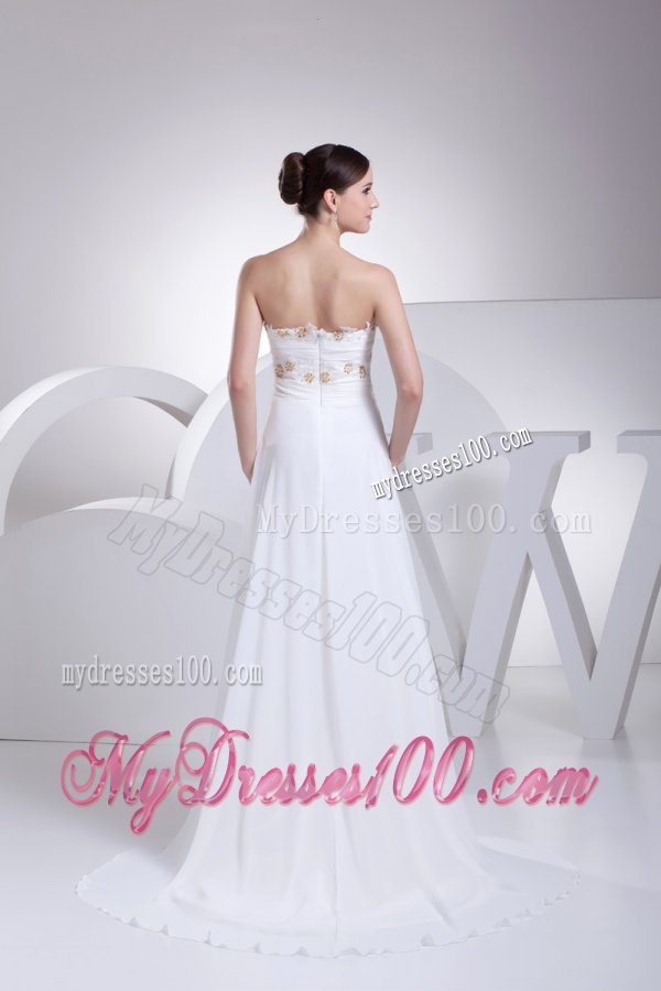 Empire Sweetheart Appliques Wedding Dress with Court Train