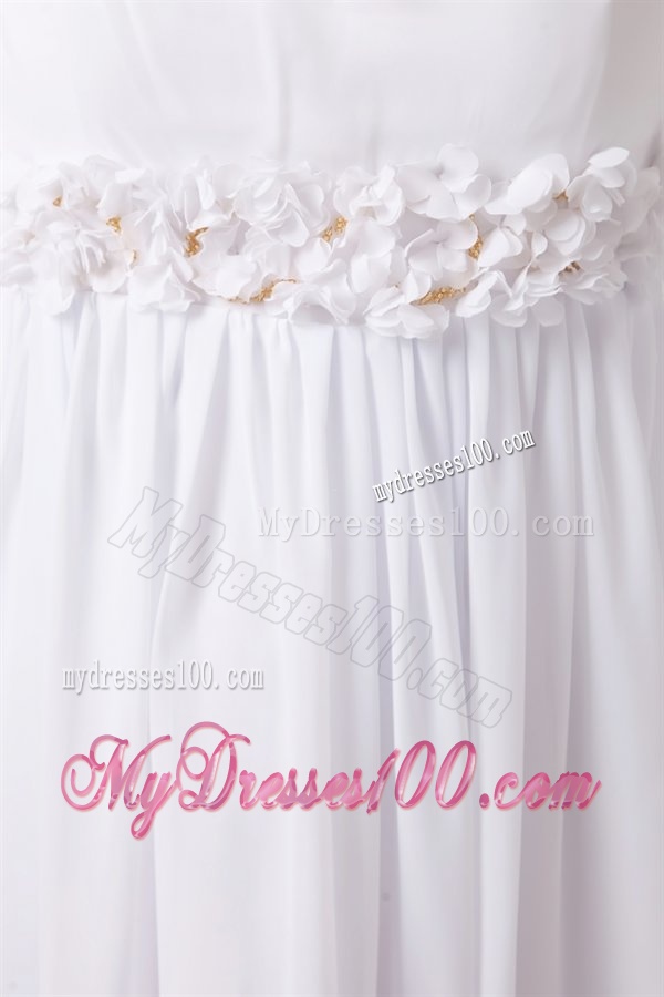 Empire V-neck Appliques Chiffon Ruching Wedding Dress