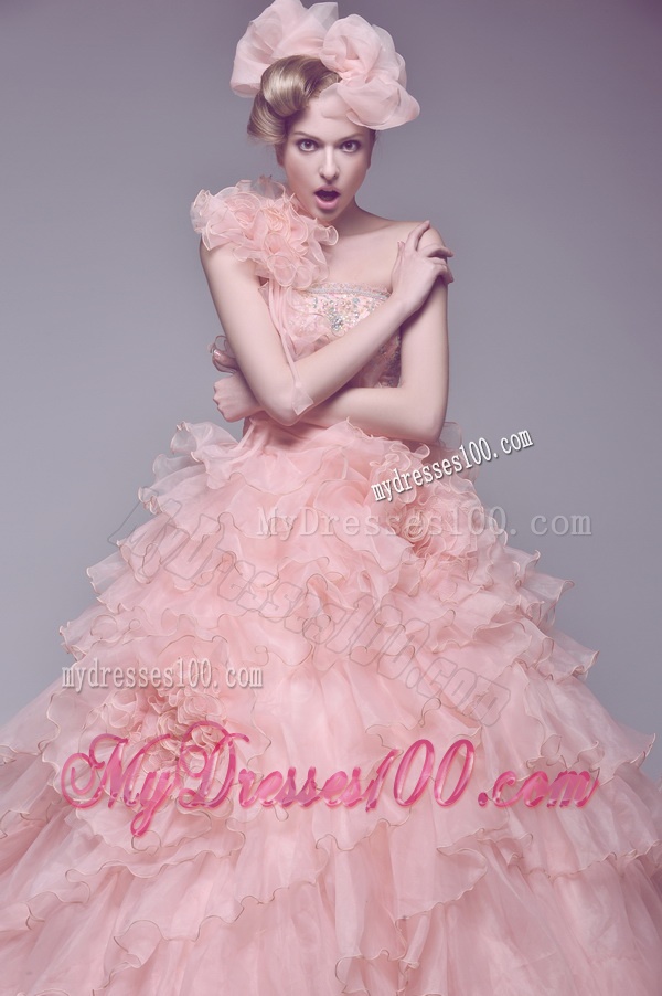Exclusive Beading and Ruffles Wedding Dresses with Brush Train