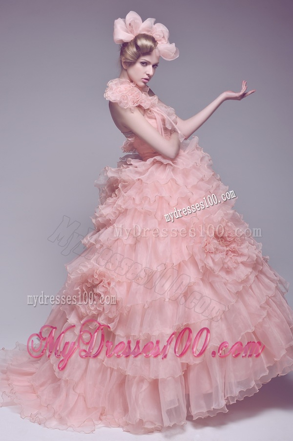 Exclusive Beading and Ruffles Wedding Dresses with Brush Train