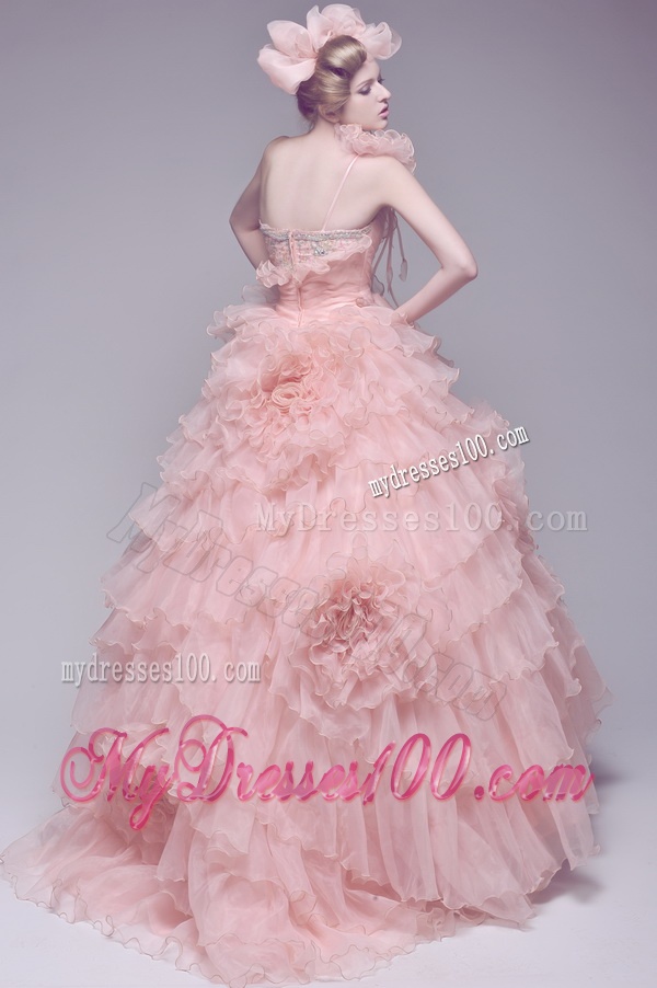 Exclusive Beading and Ruffles Wedding Dresses with Brush Train