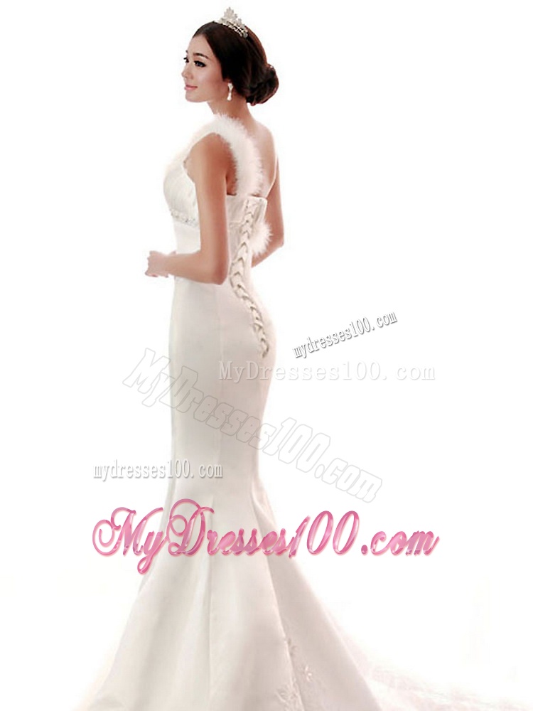 Exquisite Beading and Feather Mermaid White Wedding Dresses for 2016