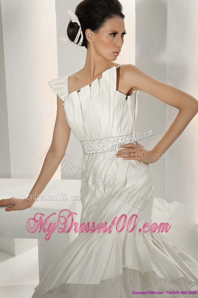 Gorgeous 2016 Asymmetrical A Line Wedding Dress with Ruching and Ruffles
