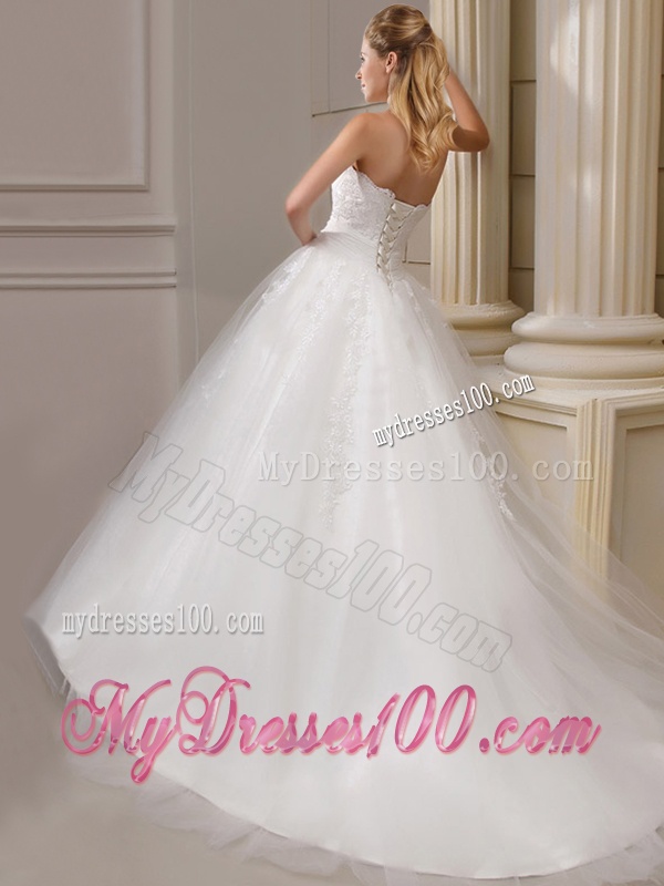Gorgeous Ball Gown Court Train Wedding Dresses with Appliques and Ruching