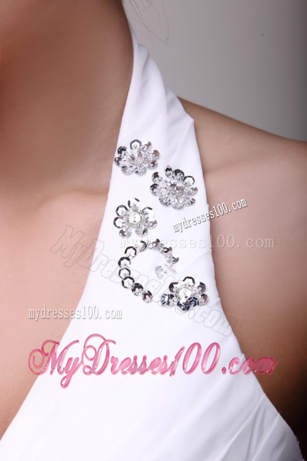Halter Top Neck A-line Beading Taffeta Court Train Wedding Dress