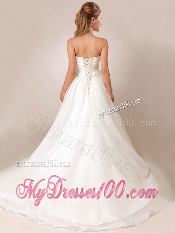 Lovely Princess Bowknot and Ruffled Wedding Dresses with Court Train