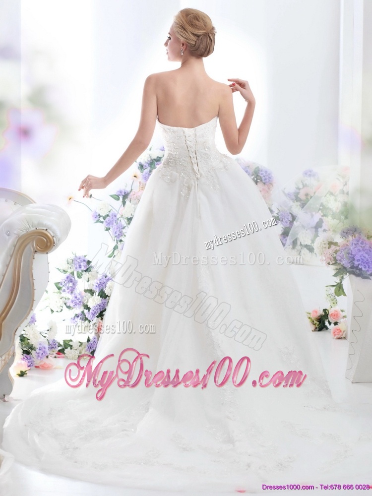 Luxurious Sweetheart Brush Train Wedding Dress with Beading
