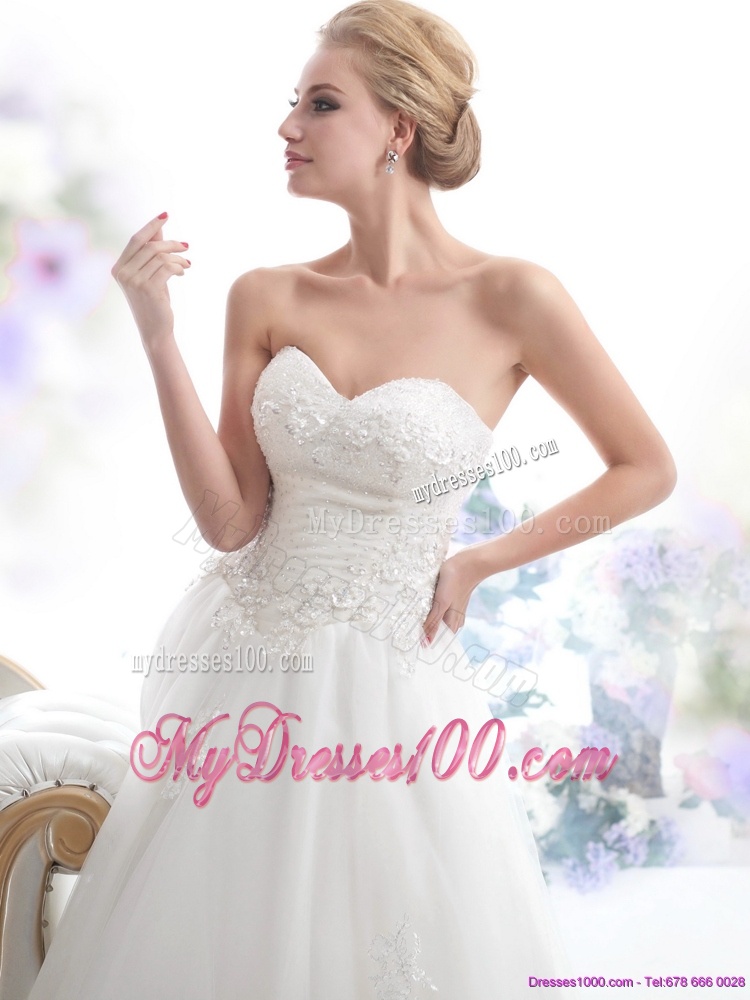 Luxurious Sweetheart Brush Train Wedding Dress with Beading