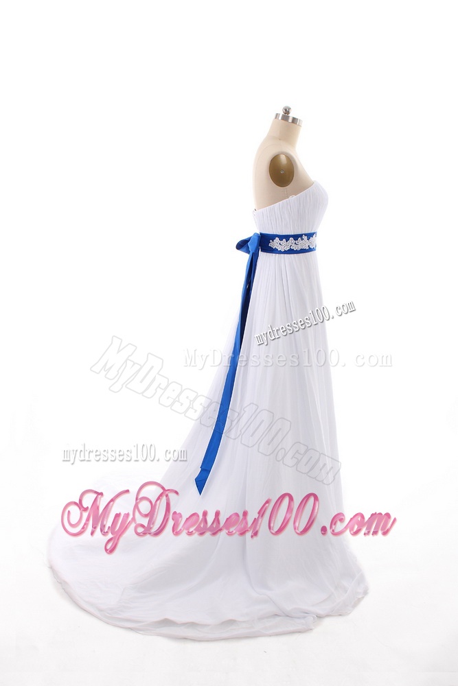 Perfect Empire Strapless Wedding Dresses with Belt and Bowknot