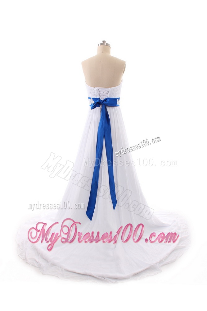 Perfect Empire Strapless Wedding Dresses with Belt and Bowknot