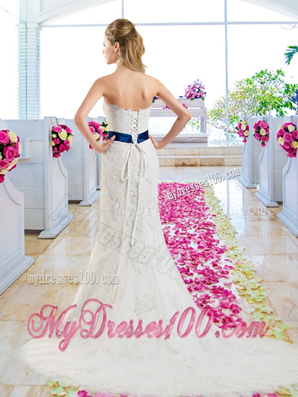 Popular 2016 Appliques and Belt Wedding Dresses with Strapless