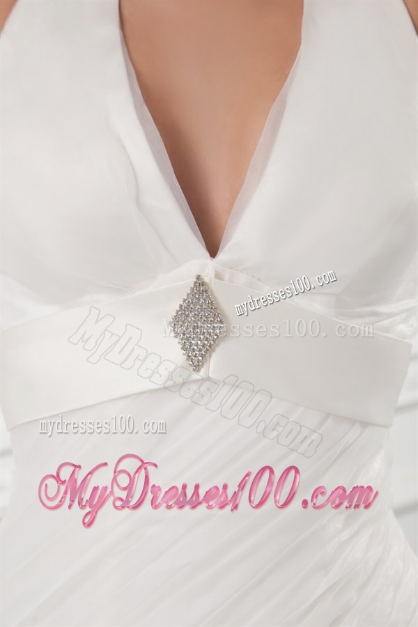 Pretty Mermaid Halter Top Wedding Dress with Beading and Layers
