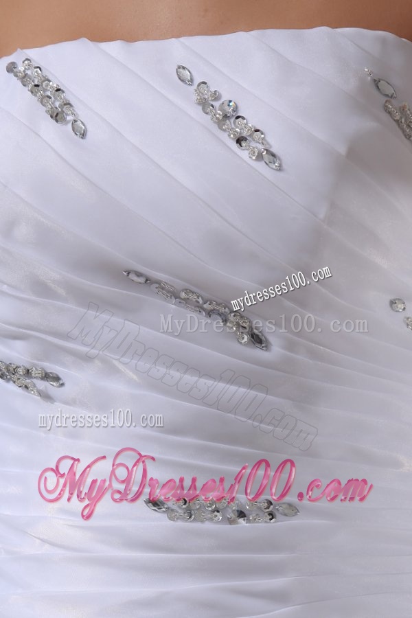 Strapless Beading and Ruffles Layered Organza Wedding Dress