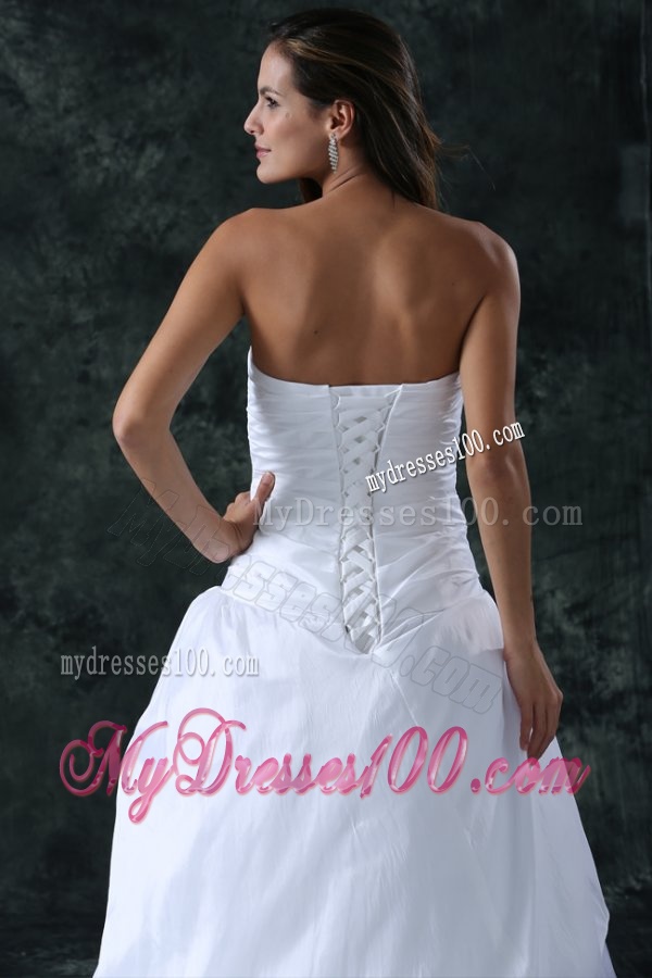 Sweetheart Column Ruche Decorate Floor-length Wedding Dress