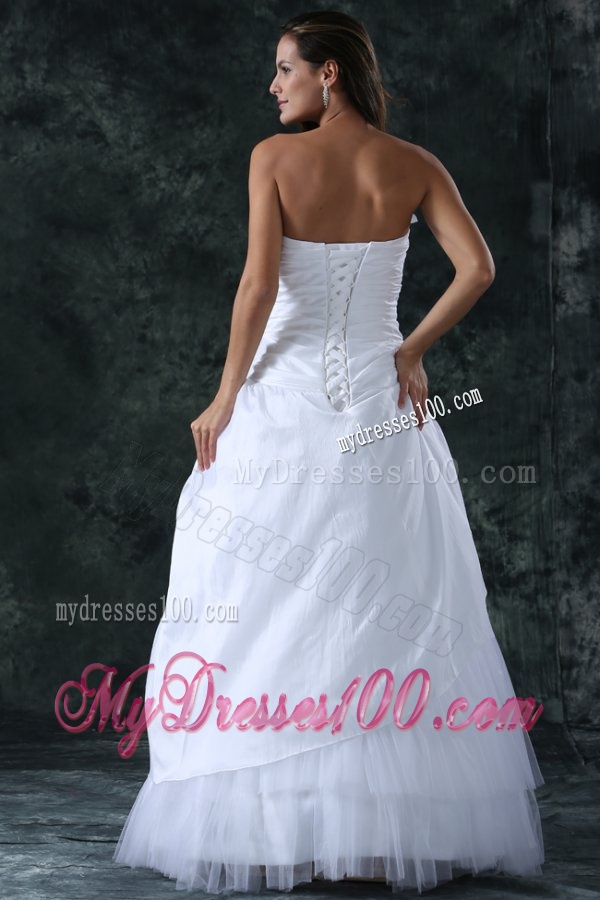 Sweetheart Column Ruche Decorate Floor-length Wedding Dress