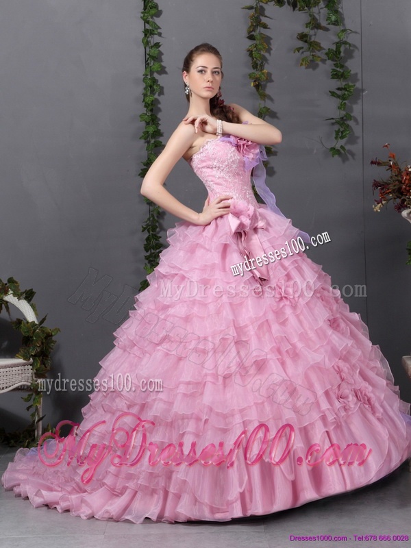 Unique Sweetheart Ruffles 2016 Wedding Dresses with Hand Made Flower