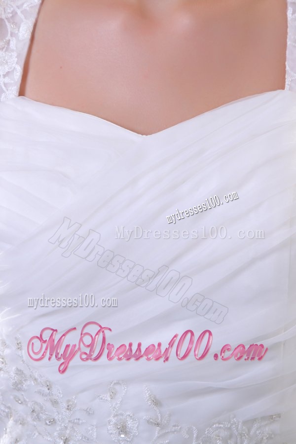 Wide Straps Empire Appliques Decorate Court Train Wedding Dress