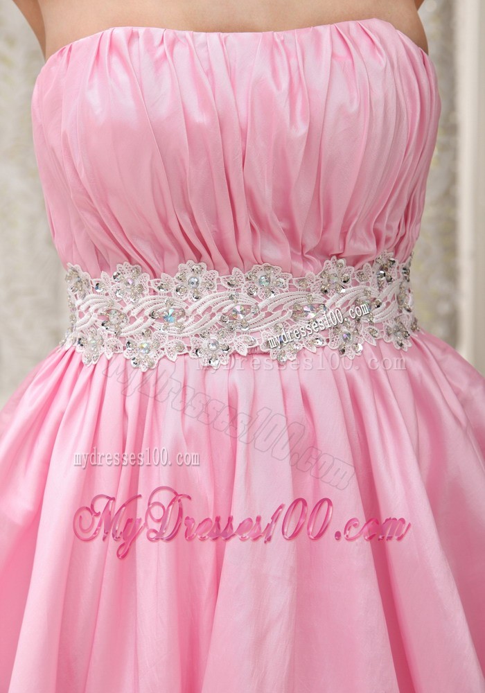Appliques Bodice Sash with Beading Prom Dress For Formal Evening