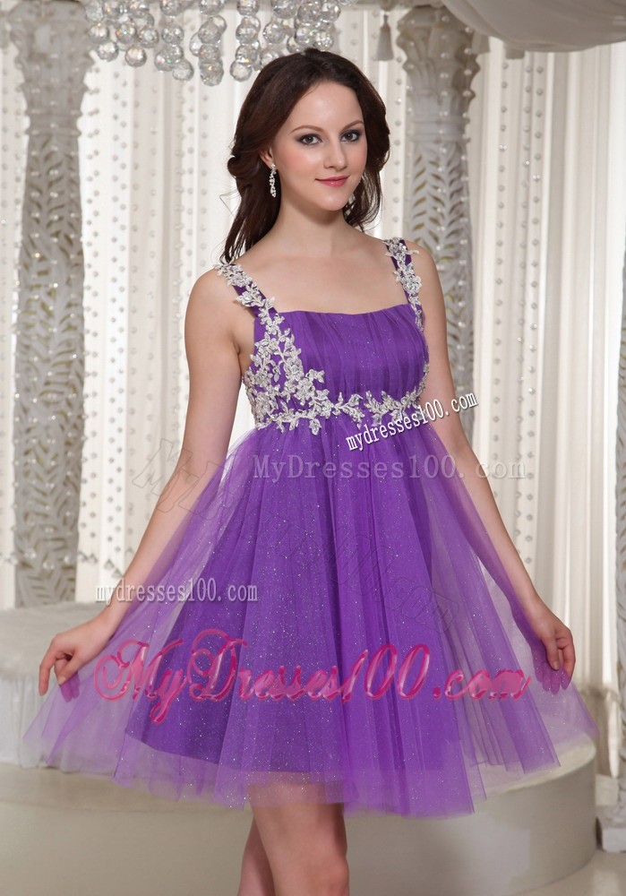 Appliques Decorate Straps 2013 Prom / Cocktail Dress With Mini-length
