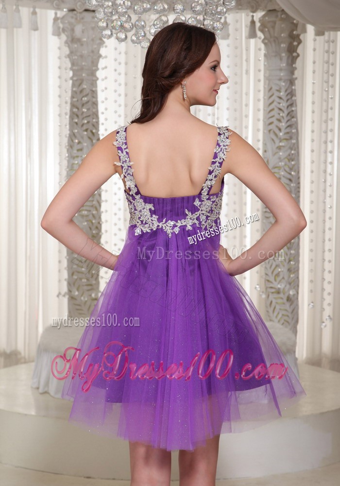 Appliques Decorate Straps 2013 Prom / Cocktail Dress With Mini-length