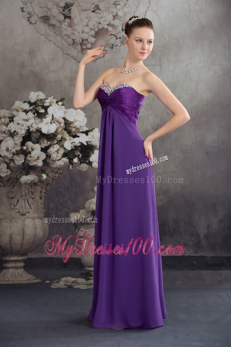 Beading Empire long Purple 2013 Evening Dresses with Sweetheart