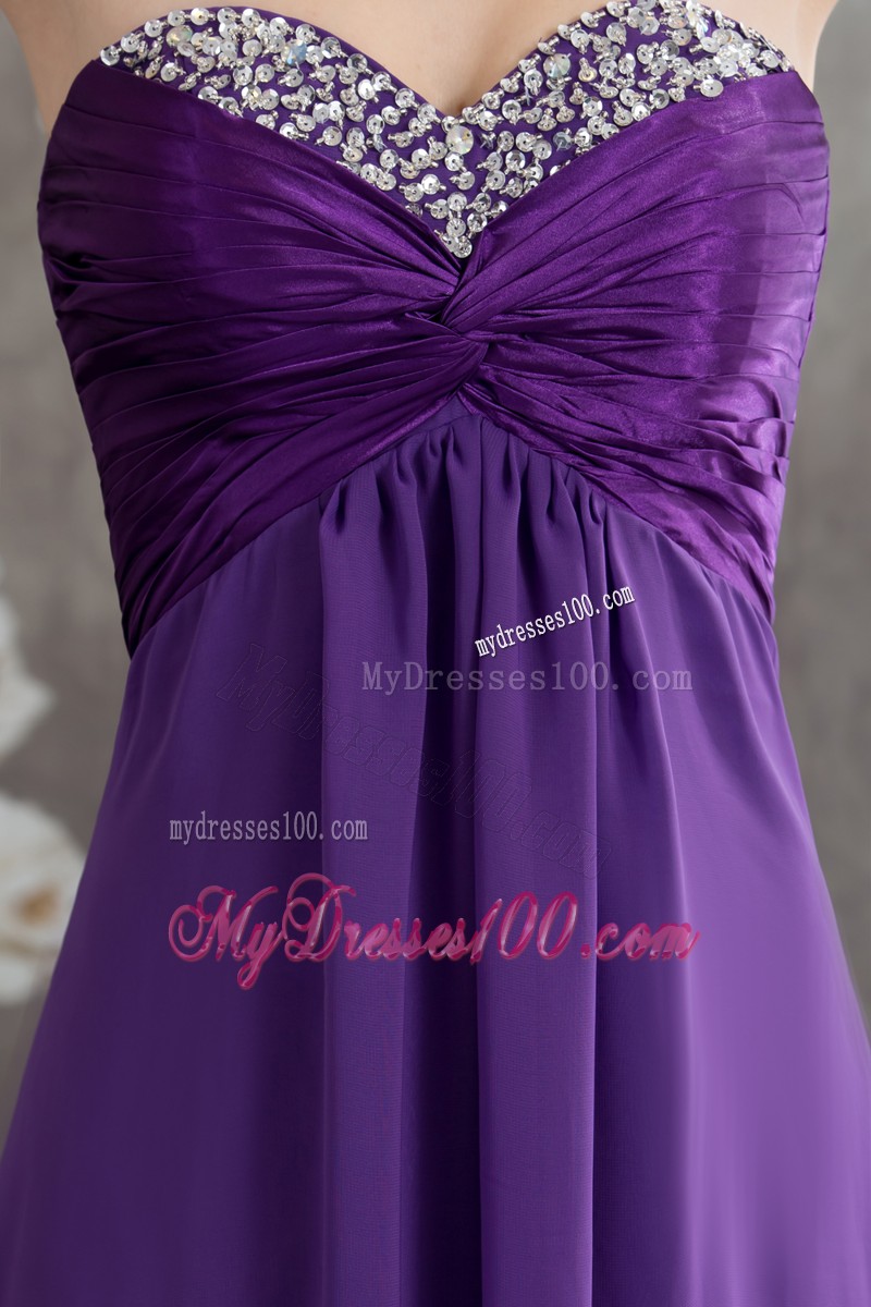 Beading Empire long Purple 2013 Evening Dresses with Sweetheart