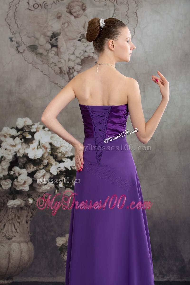 Beading Empire long Purple 2013 Evening Dresses with Sweetheart