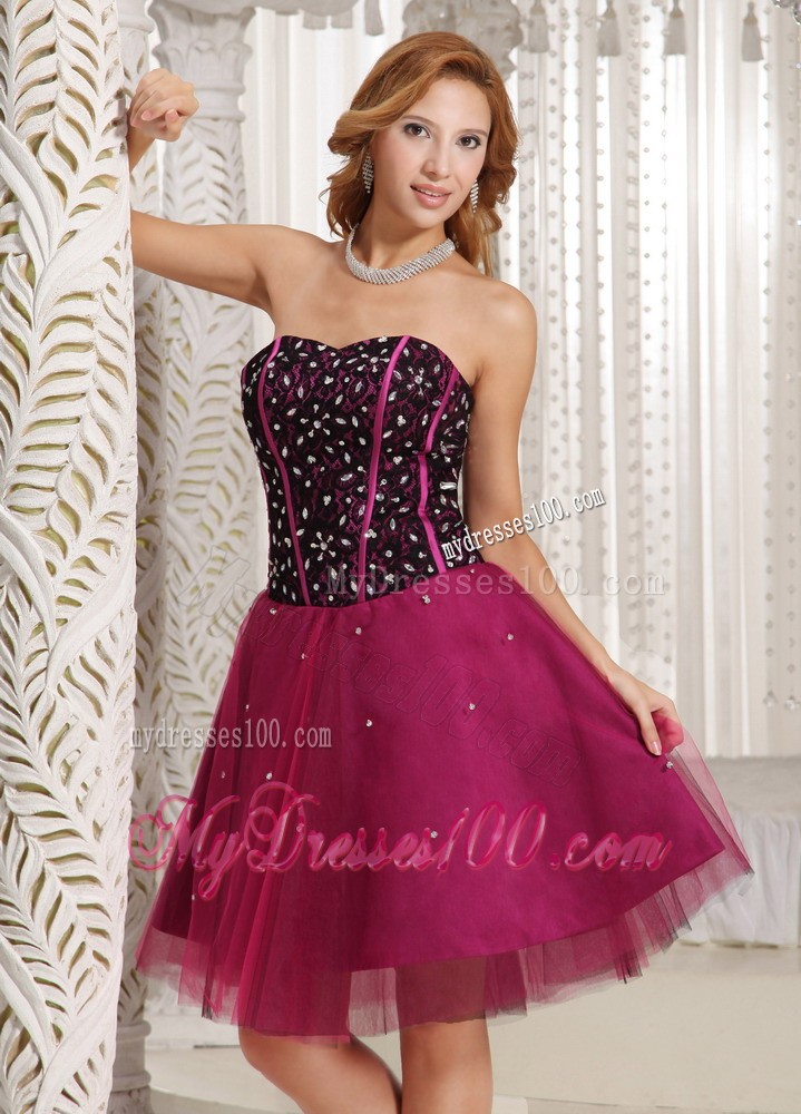 Beaded Decorate Brand New Burgundy Short Prom Evening Dress