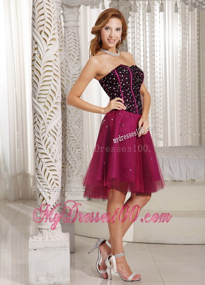 Beaded Decorate Brand New Burgundy Short Prom Evening Dress