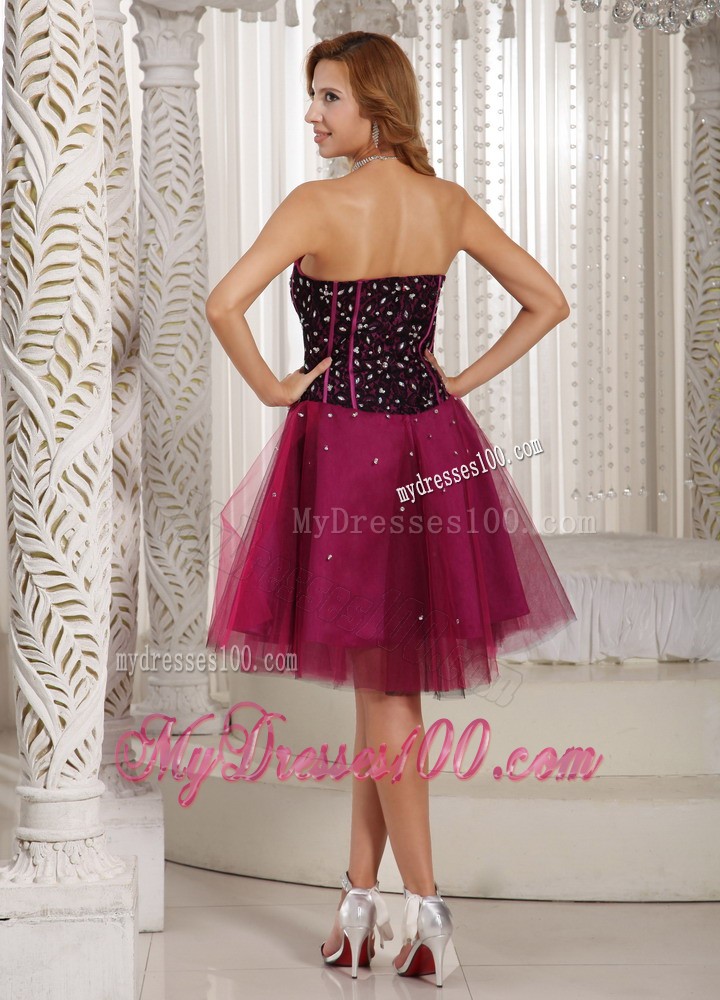 Beaded Decorate Brand New Burgundy Short Prom Evening Dress