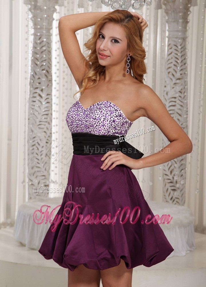 Wholesale Dark Purple Sweetheart Beading Bridesmaid Dress With Belt