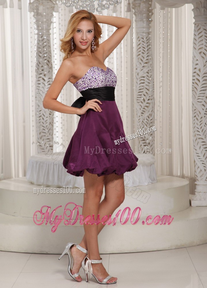Wholesale Dark Purple Sweetheart Beading Bridesmaid Dress With Belt