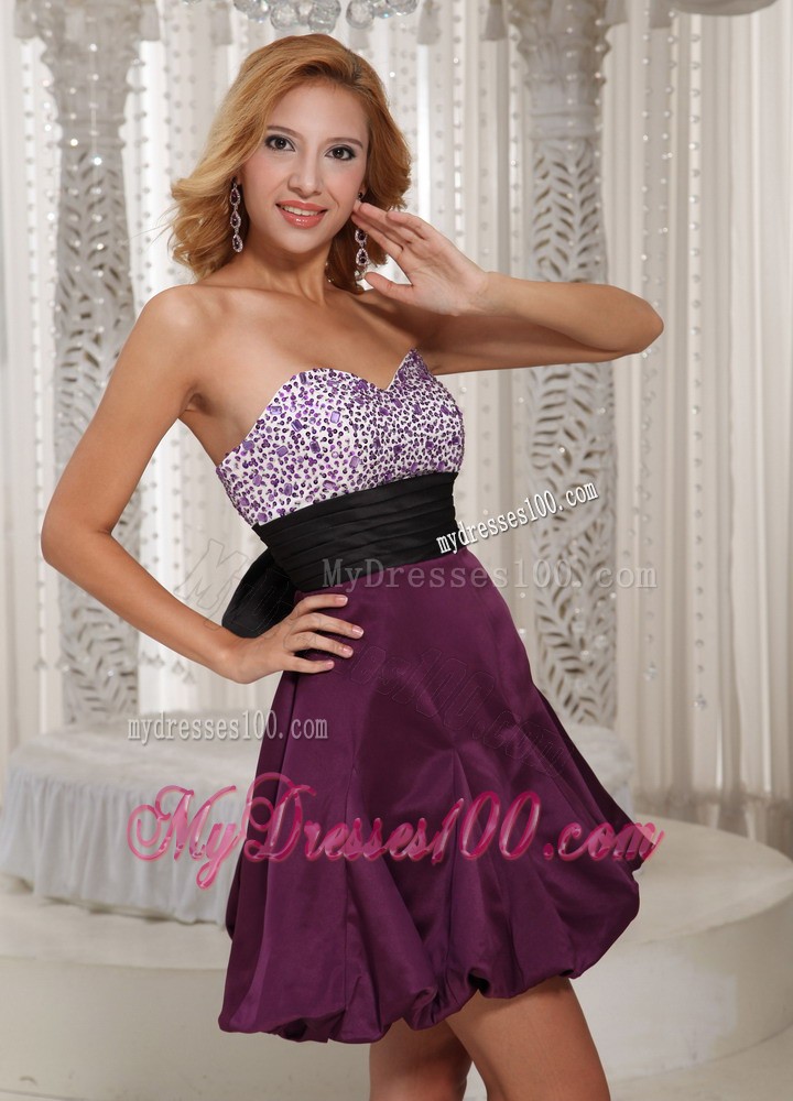 Wholesale Dark Purple Sweetheart Beading Bridesmaid Dress With Belt