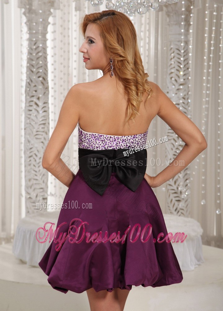 Wholesale Dark Purple Sweetheart Beading Bridesmaid Dress With Belt