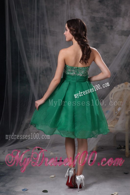 Sweet Green Sweetheart Beaded Decorate Knee-length Prom Dress