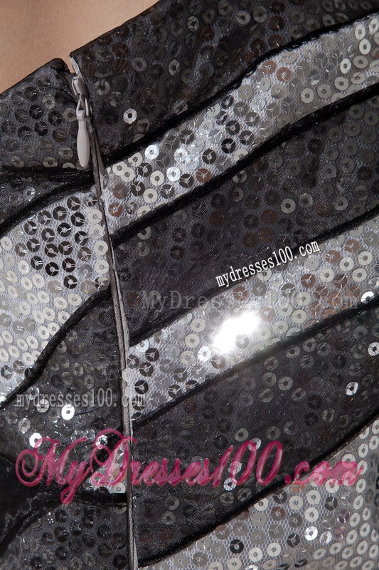 Inexpensive Black and Silver Sweetheart Sequin Mermaid Evening Dress