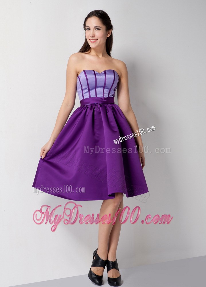 Eggplant Purple Sweetheart Knee-length Evening Dress for Prom