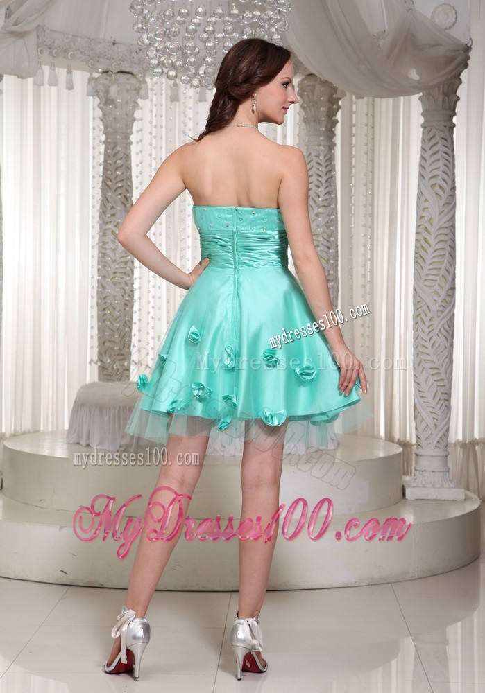 New Turquoise Prom Dress For Cocktail With Flowers Decorate