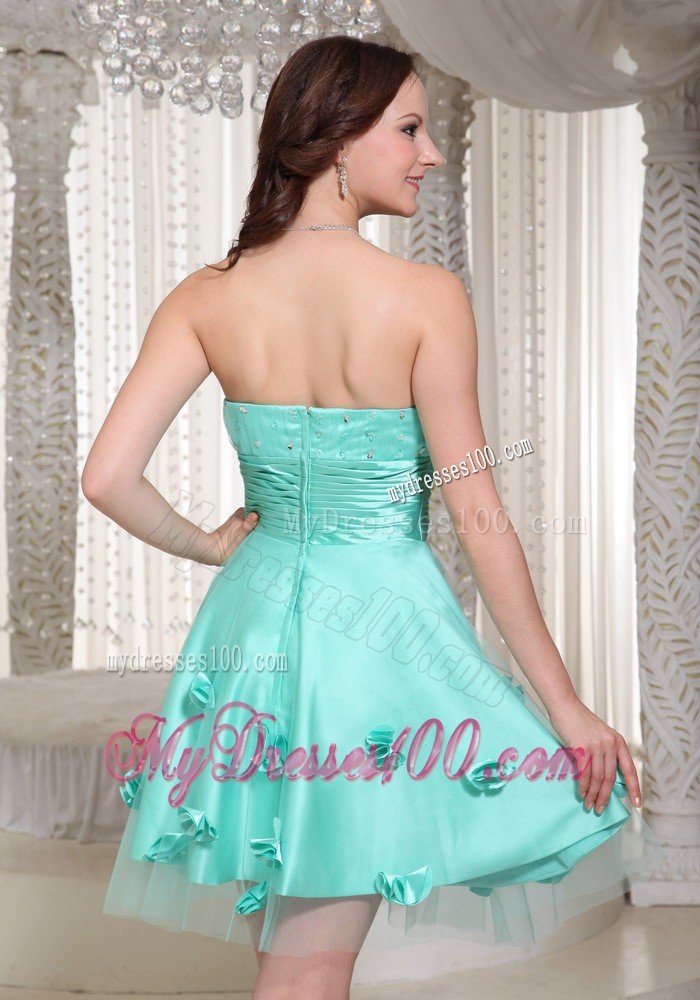 New Turquoise Prom Dress For Cocktail With Flowers Decorate