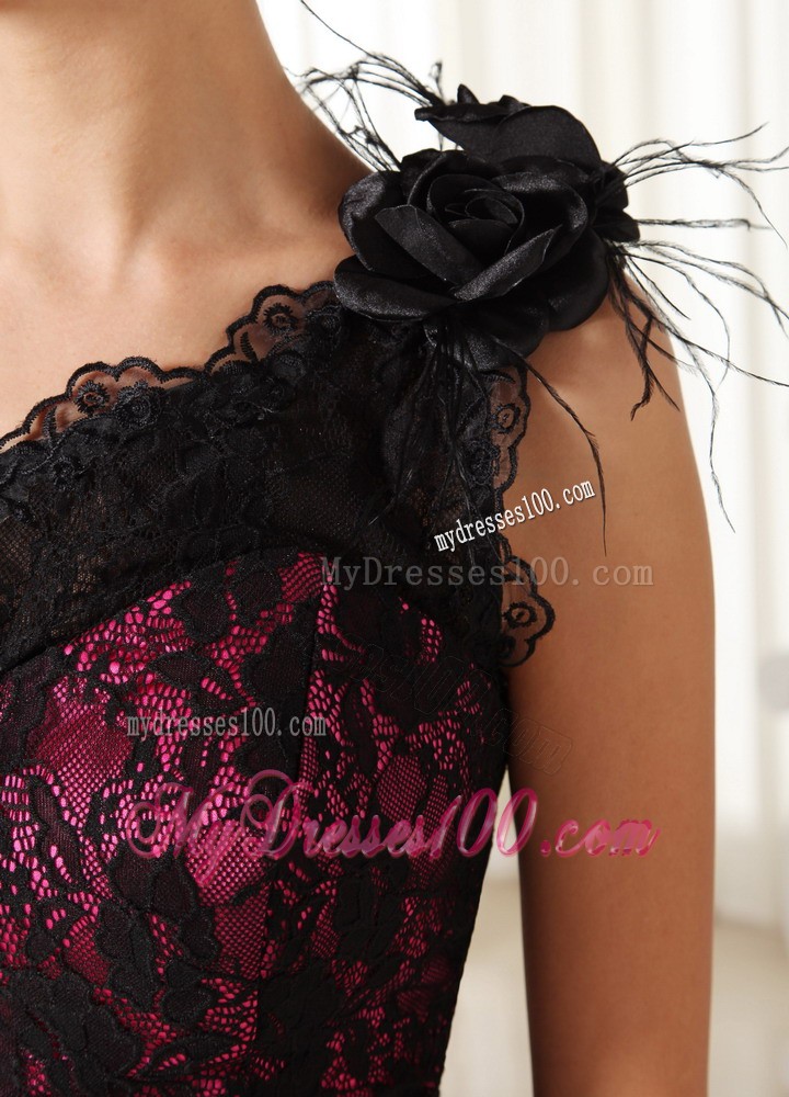 Lace One Shoulder With Hand Made Flowers Modest 2013 Prom Dress