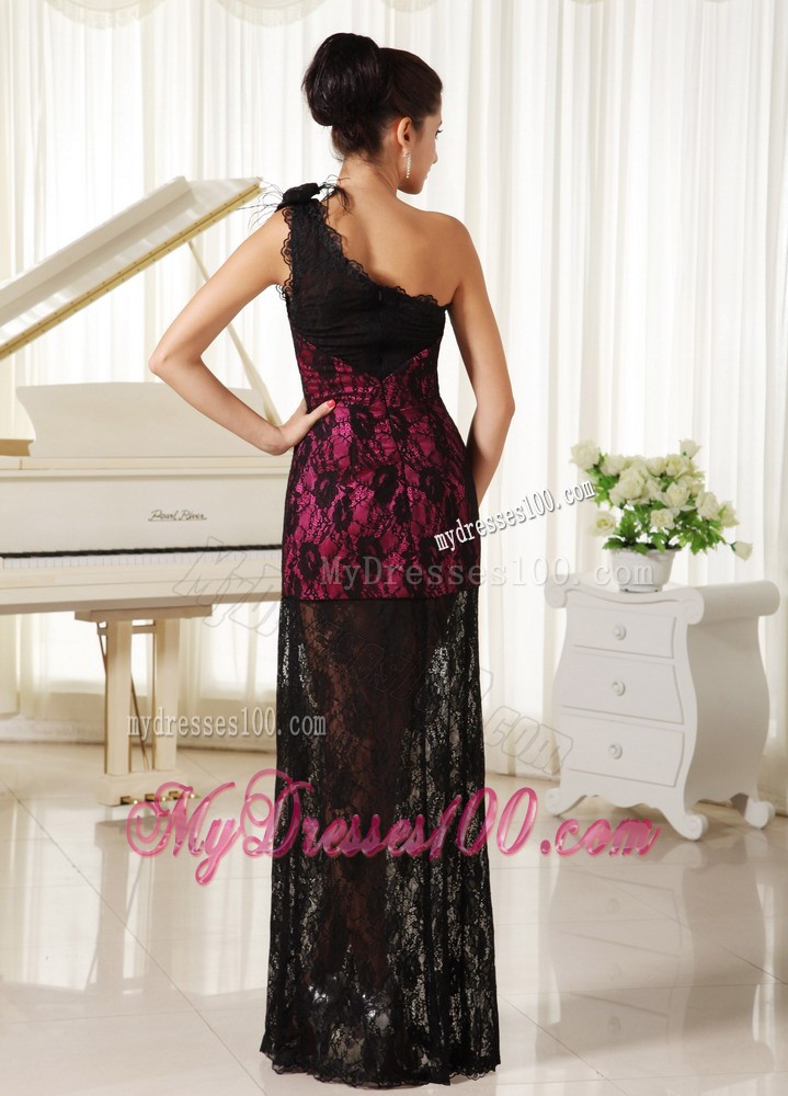 Lace One Shoulder With Hand Made Flowers Modest 2013 Prom Dress